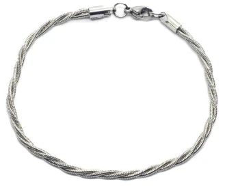 Pulsera de acero quirurgico cola de raton doble trenzada 20cm
